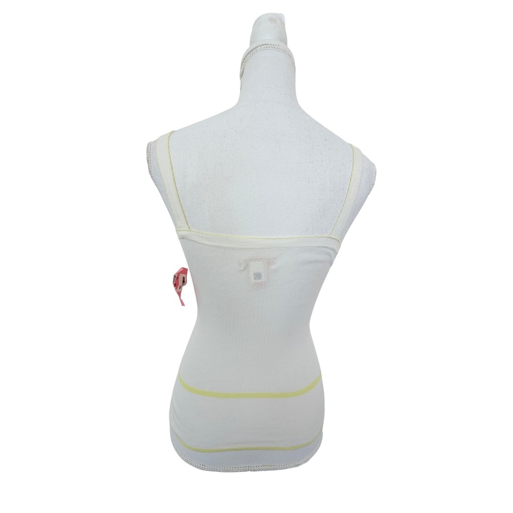 Frenchi Ribbed Tank Top Womens XS White Yellow Cotton Camisole - Picture 4 of 8